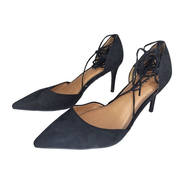 Torrid Women's Black Lace-Up Pointed Toe Pumps one sting is broken 12ww extra wi - Picture 11 of 13